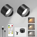 LED Wall Light – Rechargeable 360° Magnetic Sconce with Remote & 3-Color Dimming