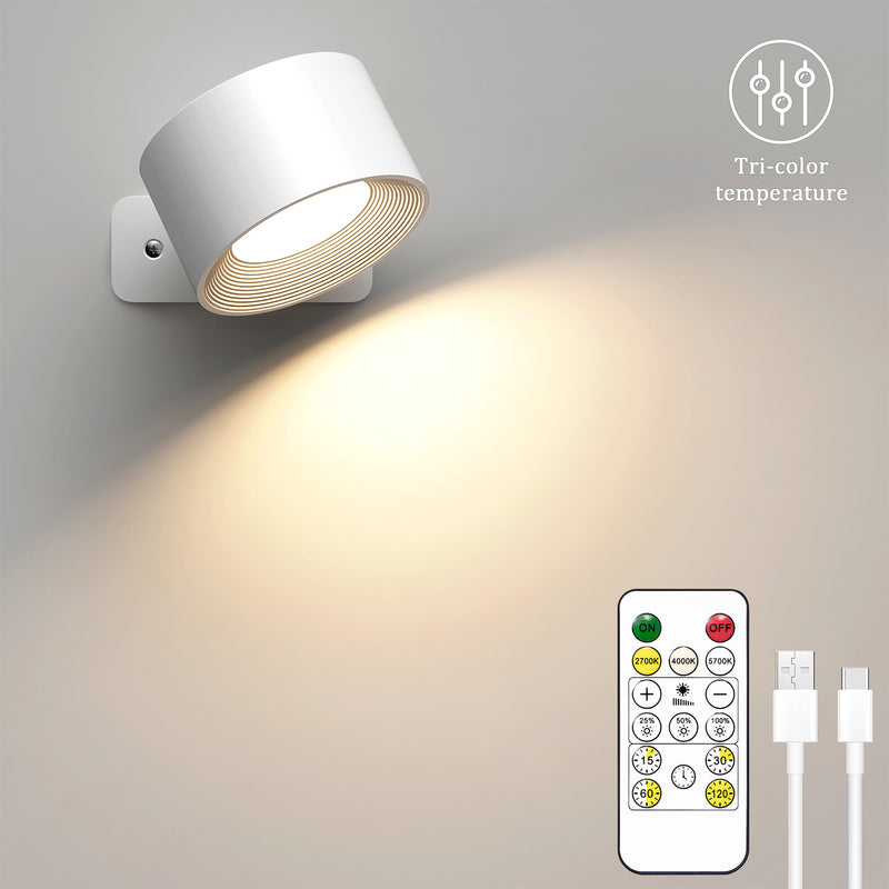 LED Wall Light – Rechargeable 360° Magnetic Sconce with Remote & 3-Color Dimming