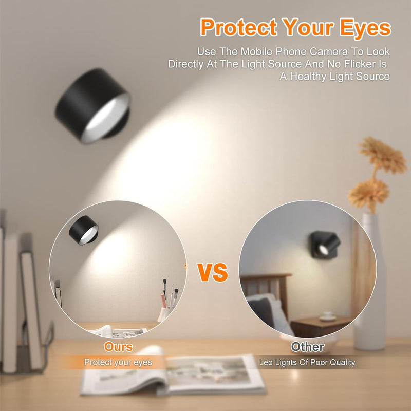 LED Wall Light – Rechargeable 360° Magnetic Sconce with Remote & 3-Color Dimming